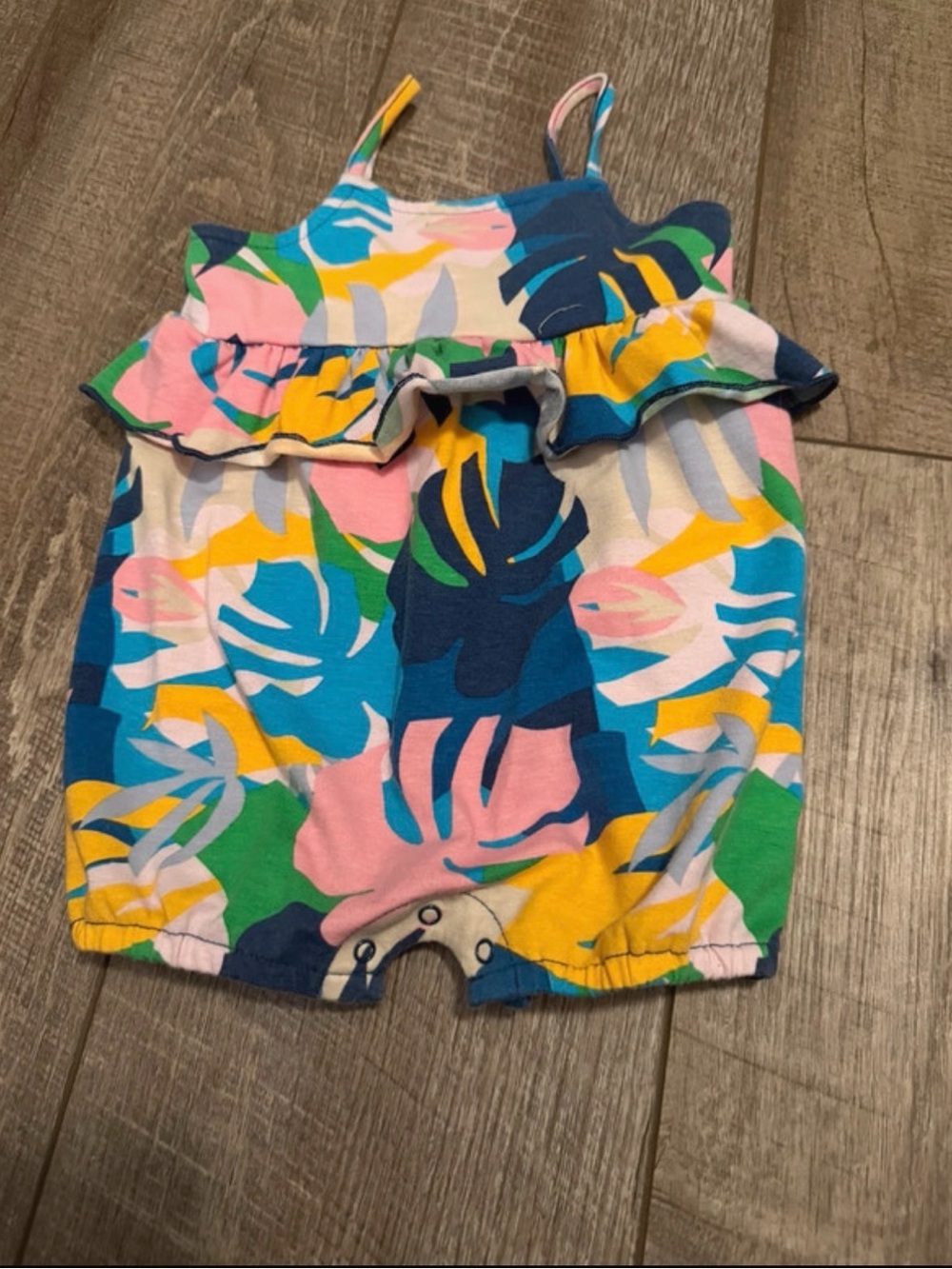 Kids Tropical Print Ruffle Romper - Multicolor